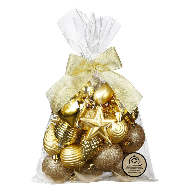 Inge Christmas kerstballen en hangers -30x -kunststof -goud - Kerstbal