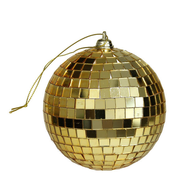 Othmar Decorations disco kerstballen - 4x - goud - 10 cm - kunststof - Kerstbal