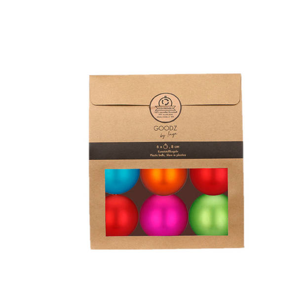 Kerstballen van kunststof - 12x - gekleurd- 8 cm -milieubewust verpakt - Kerstbal