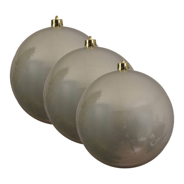 Decoris kerstbal - groot formaat - D20 cm - licht champagne - plastic - Kerstbal