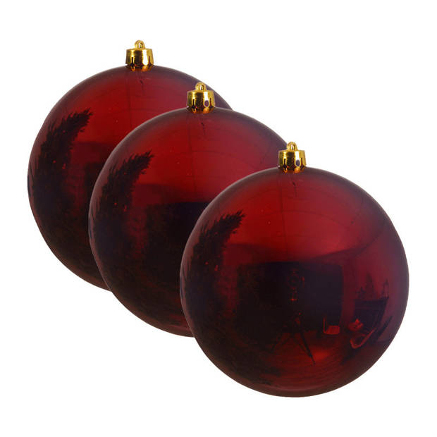 Decoris kerstbal - groot formaat - D25 cm - donkerrood - plastic - Kerstbal