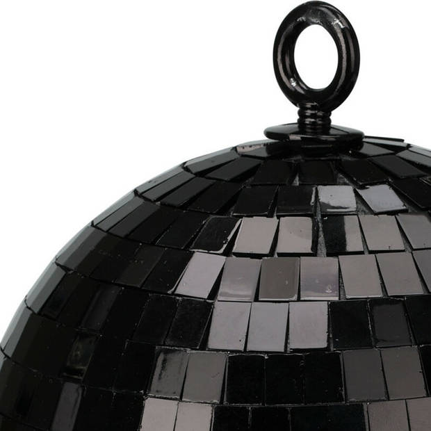 Grote discobal kerstballen - 2x stuks - zwart - 15 en 18 cm - kunststof - Kerstbal