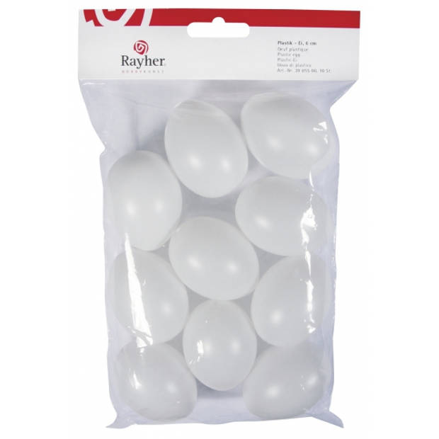 Witte plastic paaseieren 50 stuks 6 cm - Feestdecoratievoorwerp