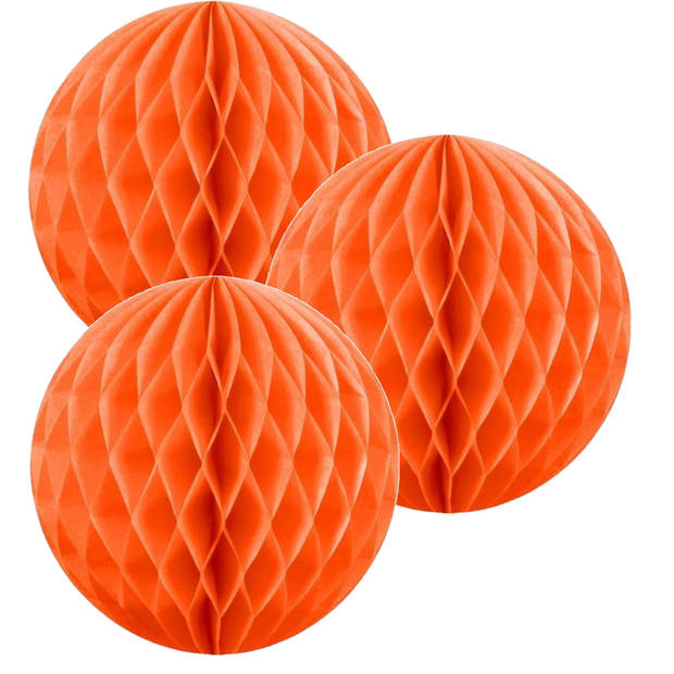 3 oranje papieren kerstballen 10 cm Feestdecoratievoorwerp Blokker