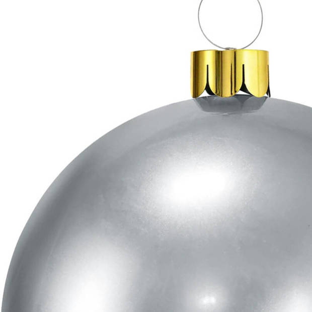 Christmas Decoration mega kerstbal - 65 cm - zilver - opblaasbaar - Opblaasfiguren