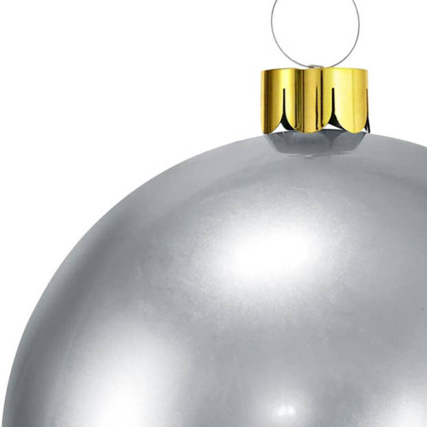 Christmas Decoration mega kerstballen -2x -45 cm - zilver -opblaasbaar - Opblaasfiguren