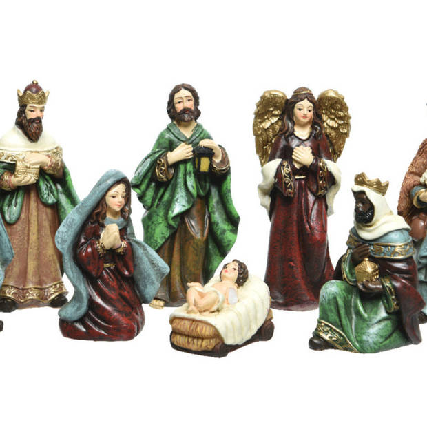 Decoris kerststalbeelden - set 8x stuks - tot 9 cm - polyresin - Kerststallen