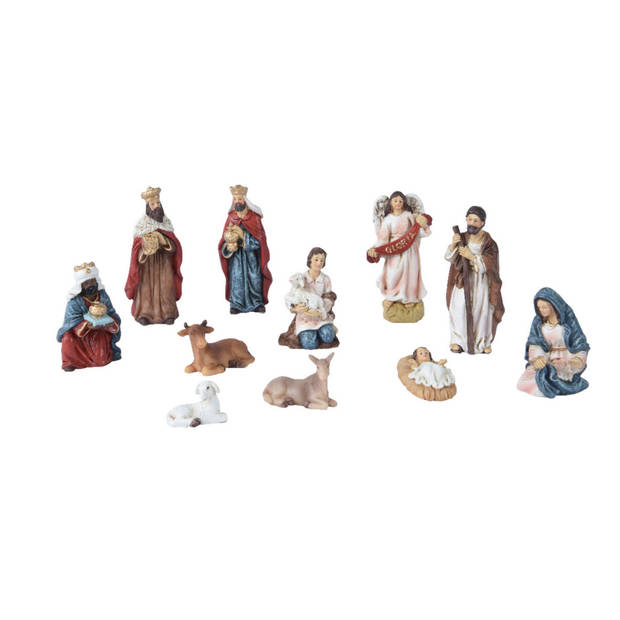 Decoris kerststalbeelden - set 11x stuks - tot 9,5 cm - polyresin - Kerststallen