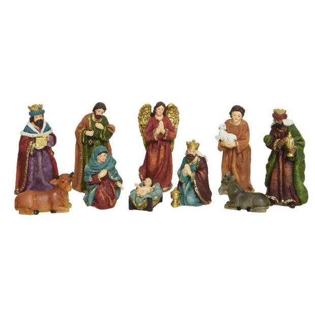 Decoris kerststalbeelden - set 10x stuks - tot 13 cm - polyresin - Kerststallen