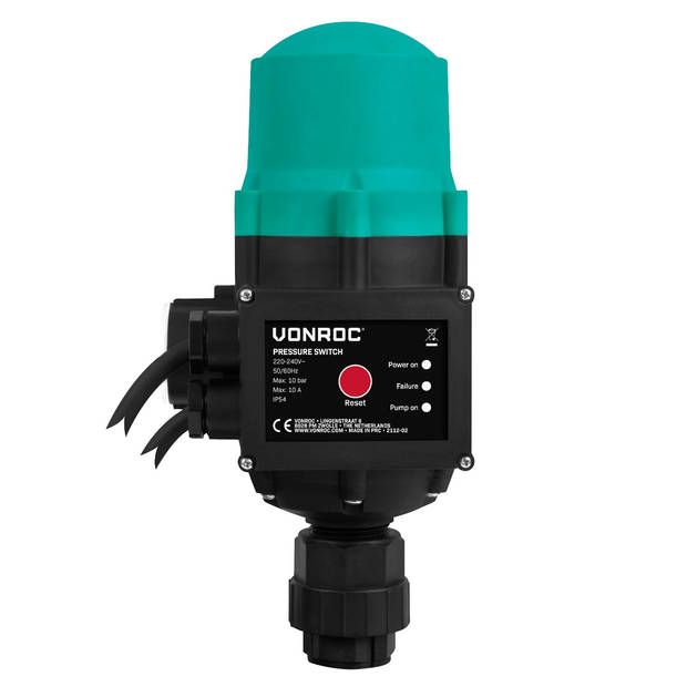 VONROC Hydrofoorpomp / Automatische pomp - 800W – 3300l/h – Met drukschakelaar – Droogloopbeveiliging - Voor besproeien