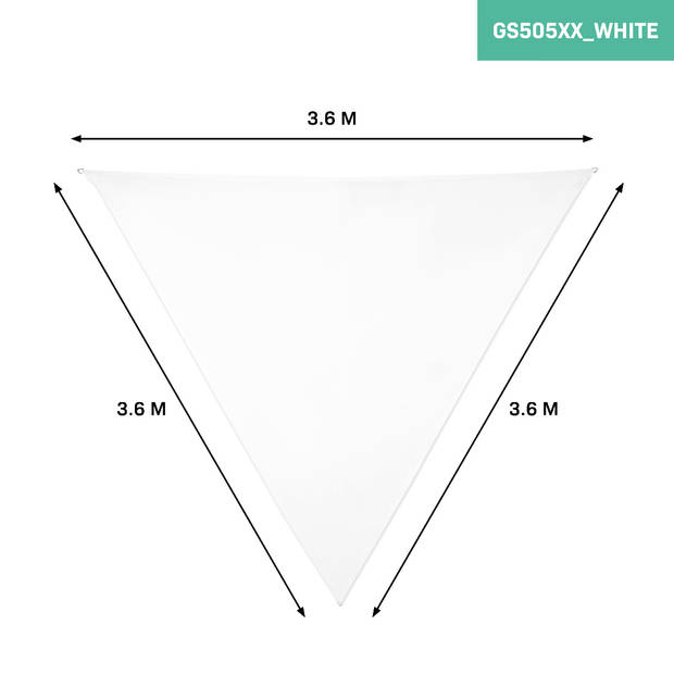 VONROC Schaduwdoek Driehoek - Premium – ? 360 cm – Waterafstotend Wit
