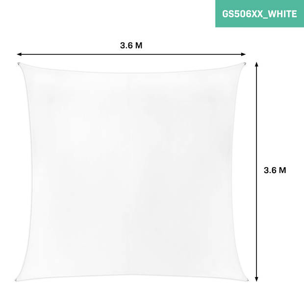 VONROC Schaduwdoek Vierkant - Premium – 360x360 cm – Waterafstotend Wit
