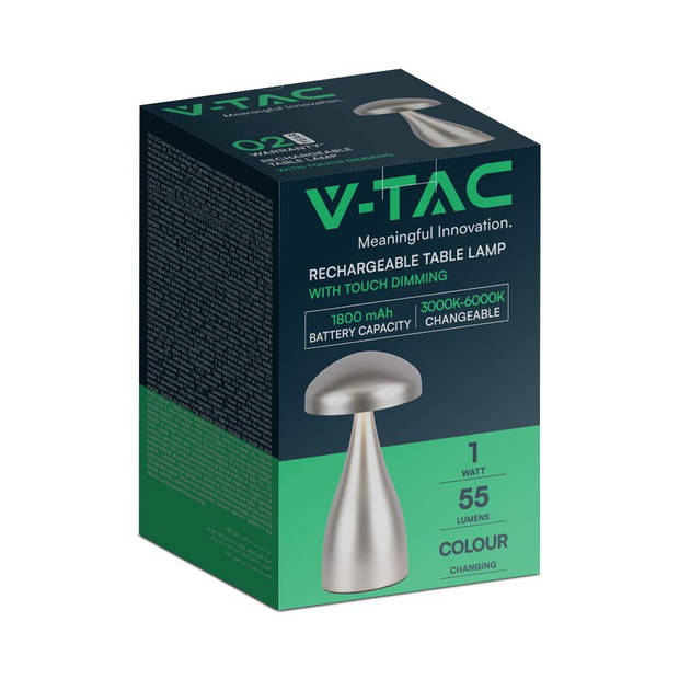 V-TAC VT-1041-CG Gouden Oplaadbare tafellamp - Champagne - IP20 - 1W - 55 Lumen - 3IN1