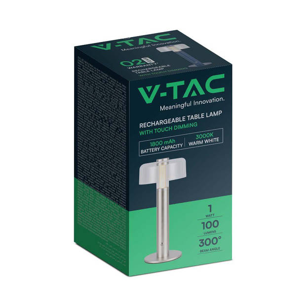 V-TAC VT-1049-M2 Gouden Oplaadbare tafellamp - Champagne - IP20 - 1W - 100 Lumen - 3000K