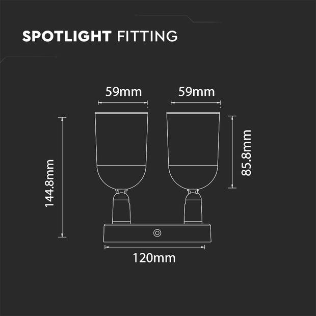 V-TAC VT-897 Witte LED-spotjes - 2xGU10 - Wandmontage - IP20