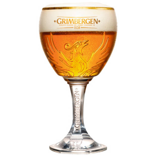 Grimbergen Bierglazen op Voet 33cl set van 6 stuks - Bier Glas 0,33 l - Bolle Vorm - 330 ml