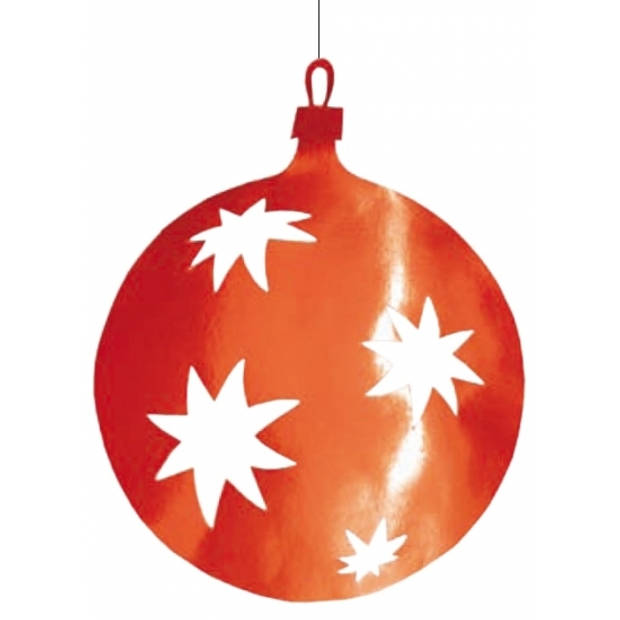 2x Kerstbal hangdecoratie rood 40 cm van karton - Hangdecoratie