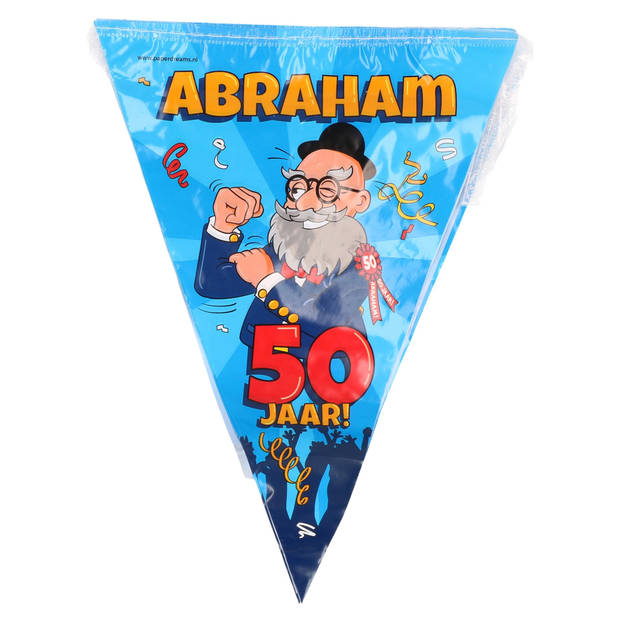 2x Vlaggenlijnen 50 jaar Abraham versiering/decoratie 10 meter - Markeerlinten