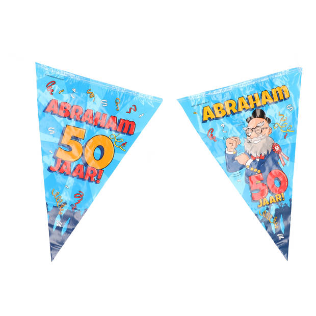 2x Vlaggenlijnen 50 jaar Abraham versiering/decoratie 10 meter - Markeerlinten