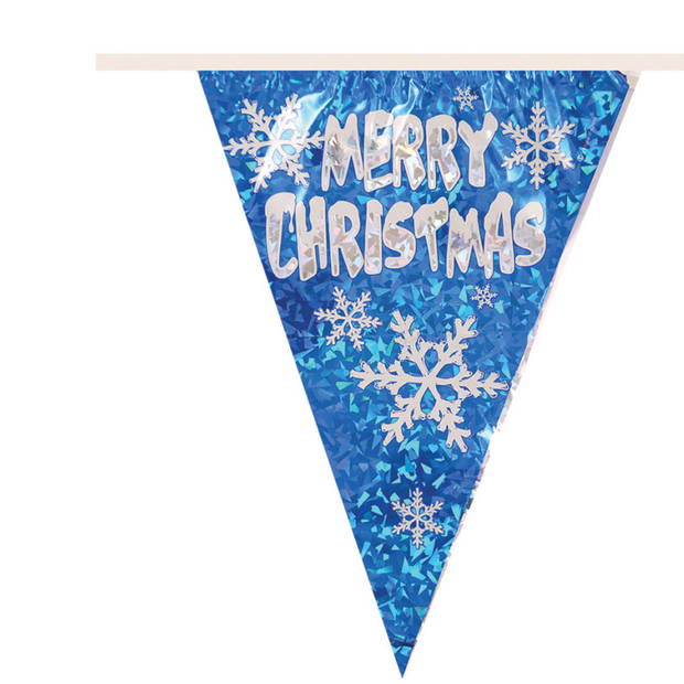 Henbrandt kerst vlaggenlijnen Merry Christmas- 2x - blauw -3,6 m - Feestslingers