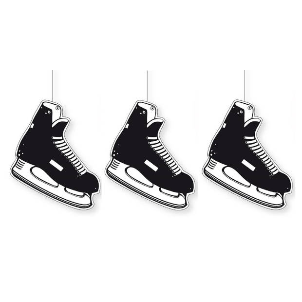 Set van 3x stuks hangdecoratie ijshockey schaats 25 x 27 cm - Hangdecoratie