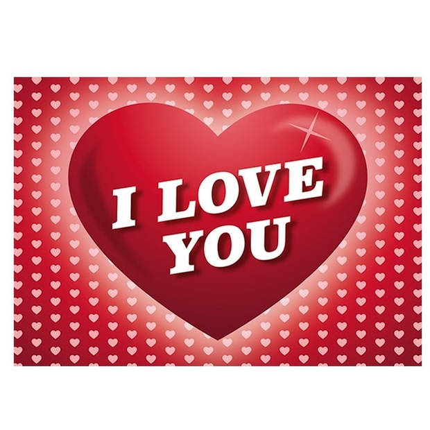 I Love You Set - Hartjes kussen met ansichtkaart - Rood - 25 cm - Sierkussens
