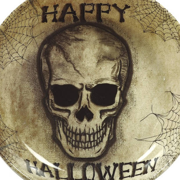 Halloween trick or treat snoepschaal - doodshoofd - kunststof - 32 cm - Feestdeurdecoraties