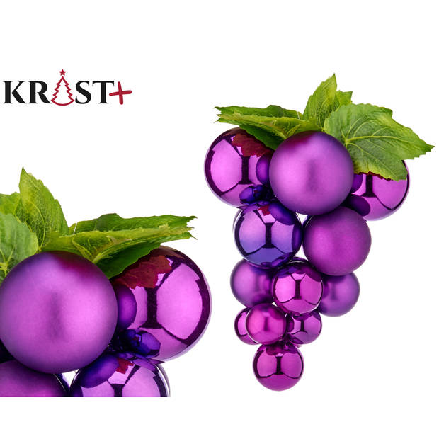 Krist+ decoratie druiventros - paars - kunststof - 28 cm - Feestdecoratievoorwerp
