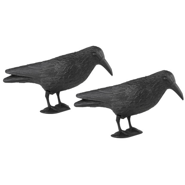 Set van 2x stuks vogelverschrikkers/ duivenverjagers raaf/zwarte kraai 38 cm - Ongediertevallen - Ongediertebestrijding