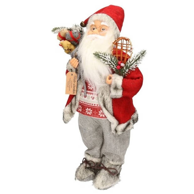 Staande Kerstman decoratie pop 46 cm - Kerstman pop