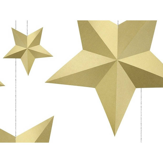 12x DIY kerstboom hangers gouden sterren - Kerststerren