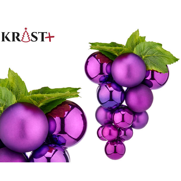 Krist+ decoratie druiventros - paars - kunststof - 33 cm - Feestdecoratievoorwerp