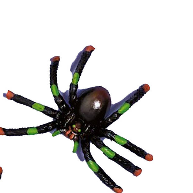 Amscan Nep spinnen/spinnetjes 4 x 3 cm - zwart - 8x stuks - Horror/griezel thema decoratie beestjes - Feestdecoratievoor