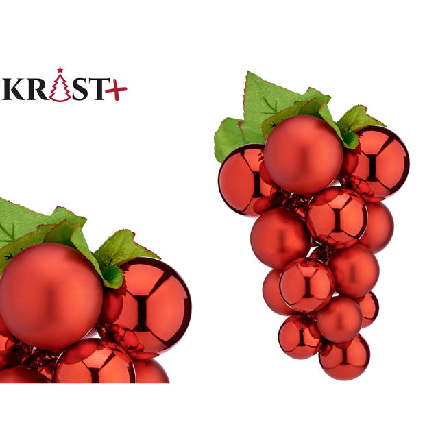 Krist+ decoratie druiventros - rood - kunststof - 33 cm - Feestdecoratievoorwerp