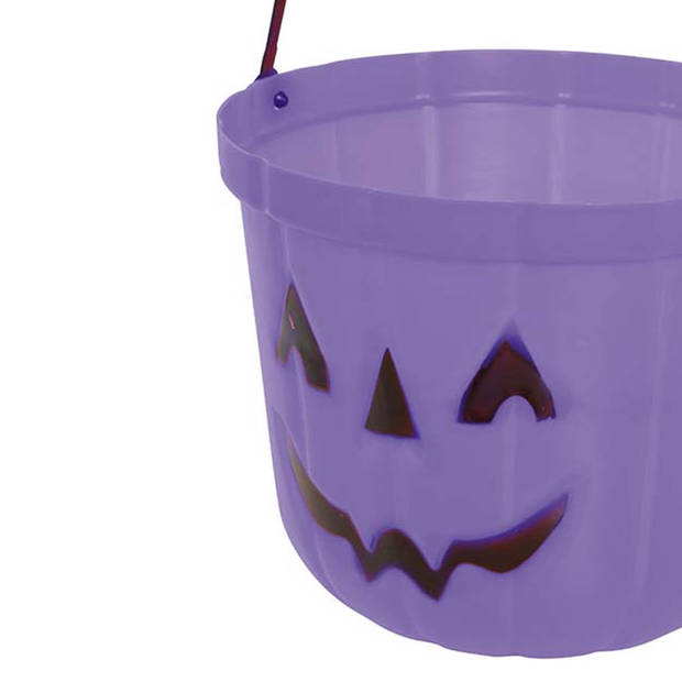 Trick or treat snoep emmertje - pompoen - paars - D20 cm - Feestdecoratievoorwerp