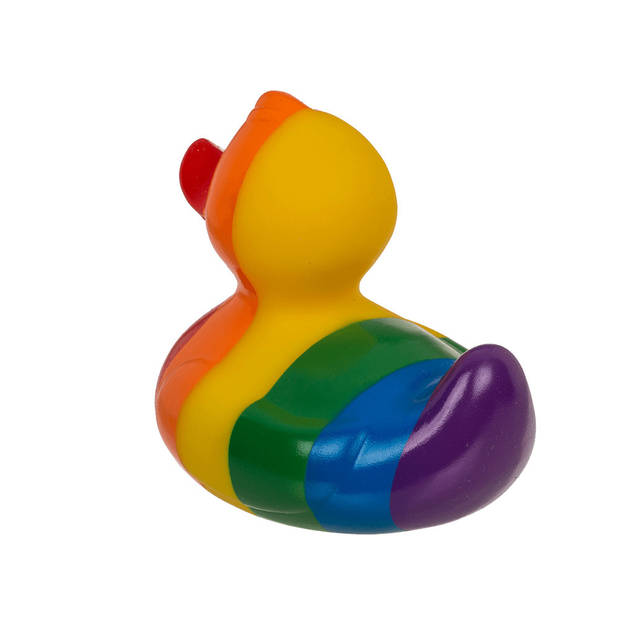 Rubber badeendje - 2x - Gay Pride/regenboog thema kleuren - badkamer artikelen - Feestdecoratievoorwerp