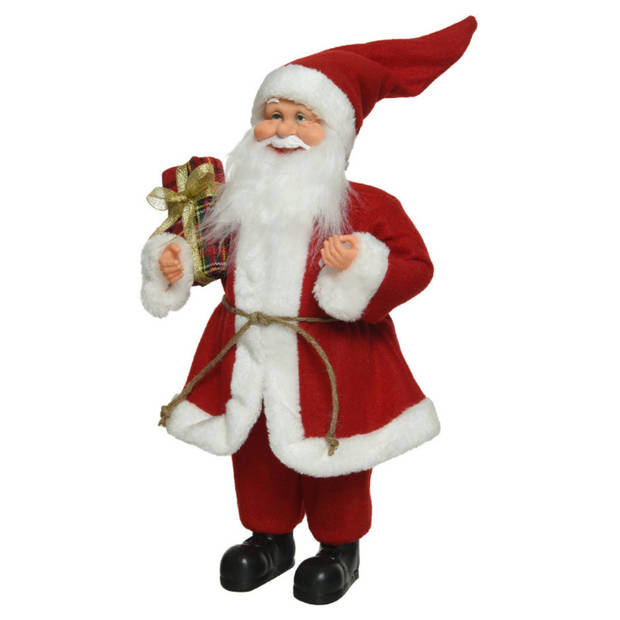 Kerstman decoratie pop/kerstpop beeld staand 30 cm - Kerstman pop