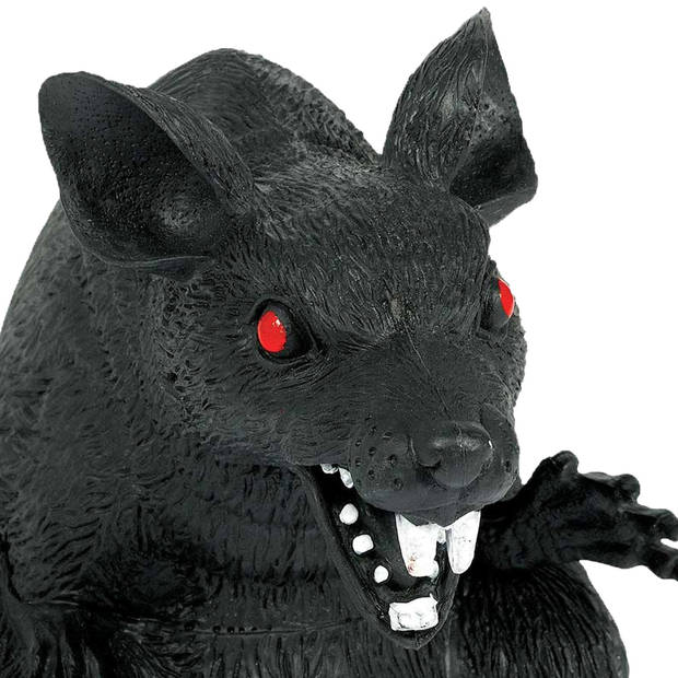Fiestas nep rat 23 x 18 cm - zwart -A Horror/griezel thema decoratie dieren - Feestdecoratievoorwerp