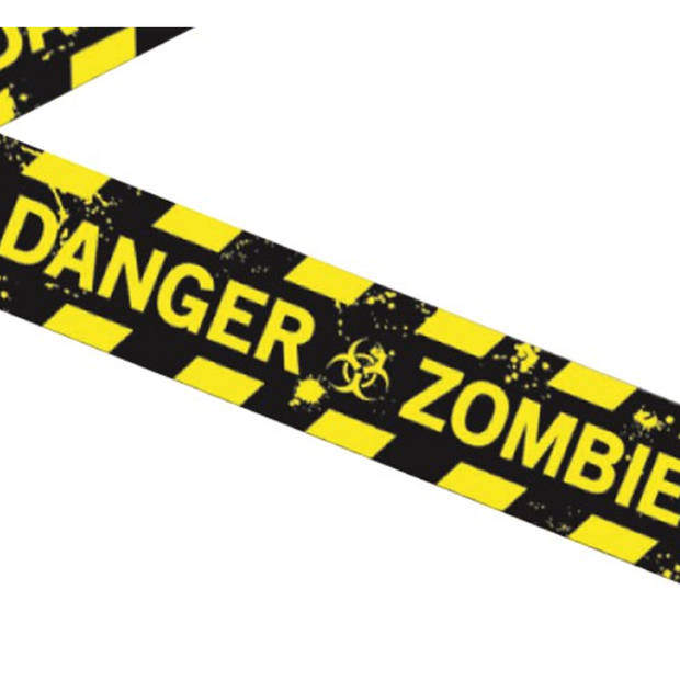 Markeerlint/afzetlint - Zombies danger - 6 meter - zwart/geel - kunststof - Markeerlinten
