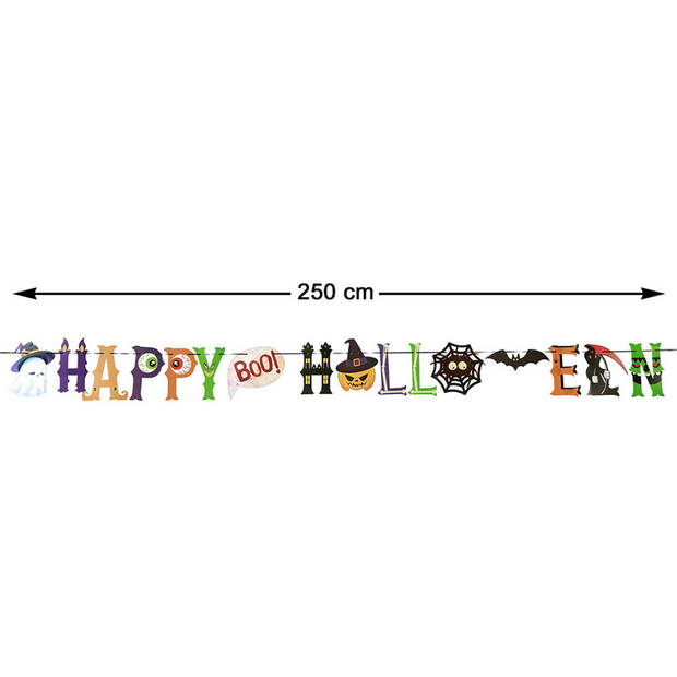Horror/halloween letterslinger - Happy Halloween - papier - 250 cm - Feestartikelen/versiering - Feestslingers