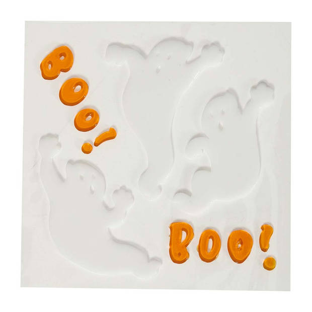 Horror gel raamstickers spookjes - 25 x 25 cm - wit/oranje - Halloween thema decoratie/versiering - Feeststickers
