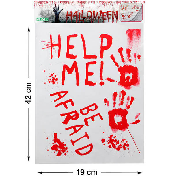 Horror/Halloween raamsticker - Bloederige teksten - 42 x 19 cm - Feestartikelen/versiering - Feeststickers