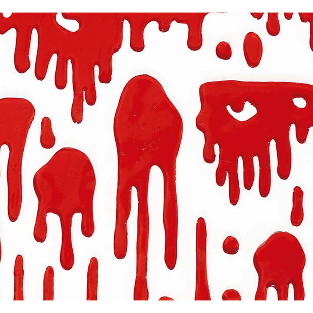 Horror gel raamstickers bloed - 25 x 25 cm - rood - Halloween thema decoratie/versiering - Feeststickers