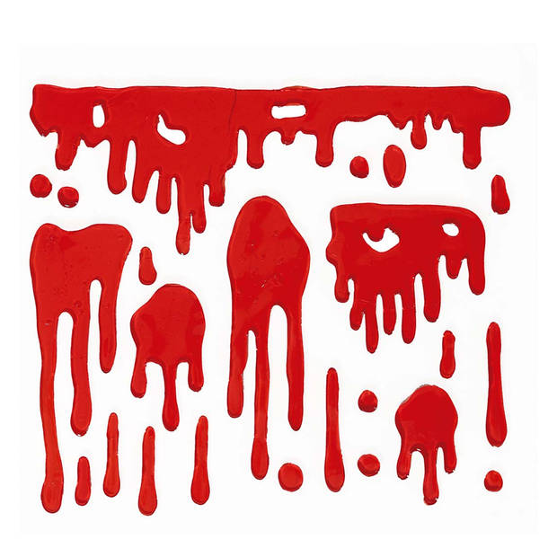 Horror gel raamstickers bloed - 25 x 25 cm - rood - Halloween thema decoratie/versiering - Feeststickers