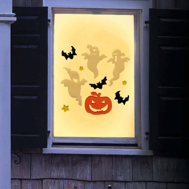 Horror raamstickers spoken/vleermuizen 20 x 25 cm - Halloween feest decoratie - Feeststickers