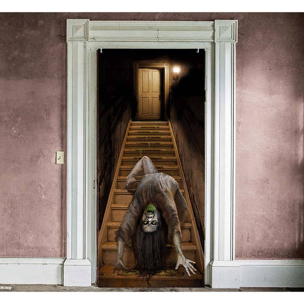 Fiestas Horror deur scenesetter/deurposter - bezeten meisje - Halloween thema versiering - 180 x 80 cm - Feestdeurdecora