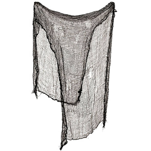 Horror/Halloween deco wand/muur/plafond gordijn - zwart - 190 x 75 cm - stof met griezelige uitstraling - Feestdeurgordi