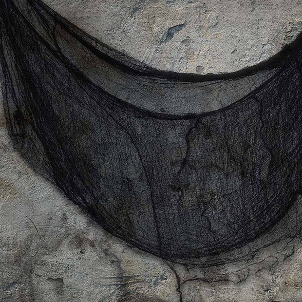 Horror/halloween deco wand/plafond gordijn stof - zwart - 76 x 228 cm - griezel uitstraling - Feestdeurgordijnen