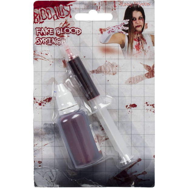 Funny Fashion Halloween nep bloed tube - met injectiespuit - 59 ml - wonden maken - Schmink attributen