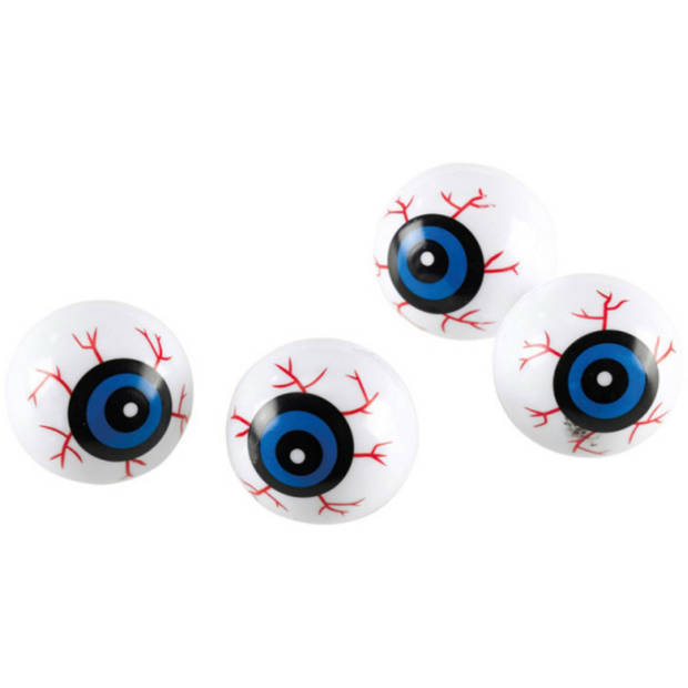 Halloween oogballen - 6x - wit/blauw - 3 cm - kunststof - Feestdecoratievoorwerp